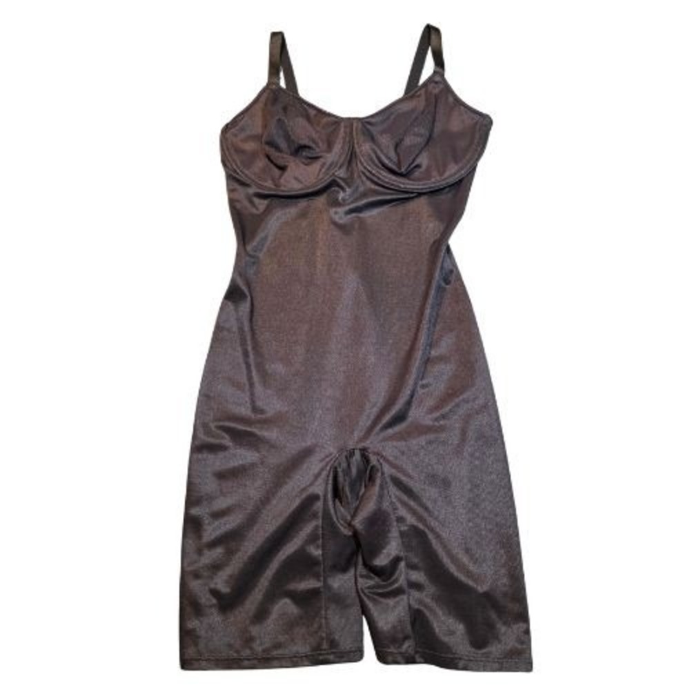 Black Full Body Shapewear Bodysuit Underwire Mid Thigh Shaper Firm Control
